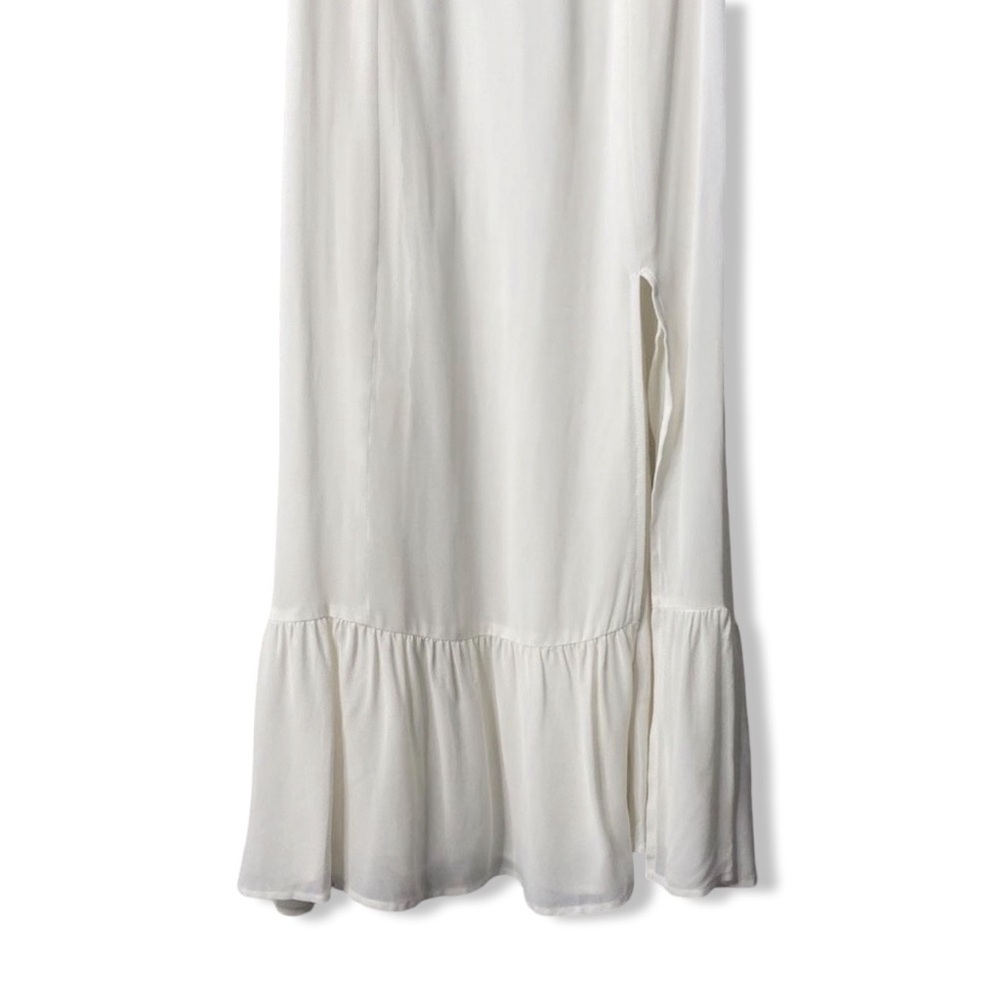 New Reformation Bondi Midi Georgette Side Slit Dress Ivory Size 4 - Picture 12 of 14